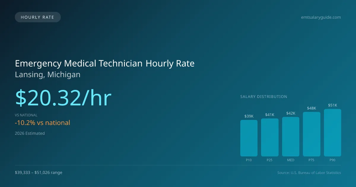 Emergency Medical Technician Hourly Rate in Lansing, MI — 2026 est., based on 2025 BLS