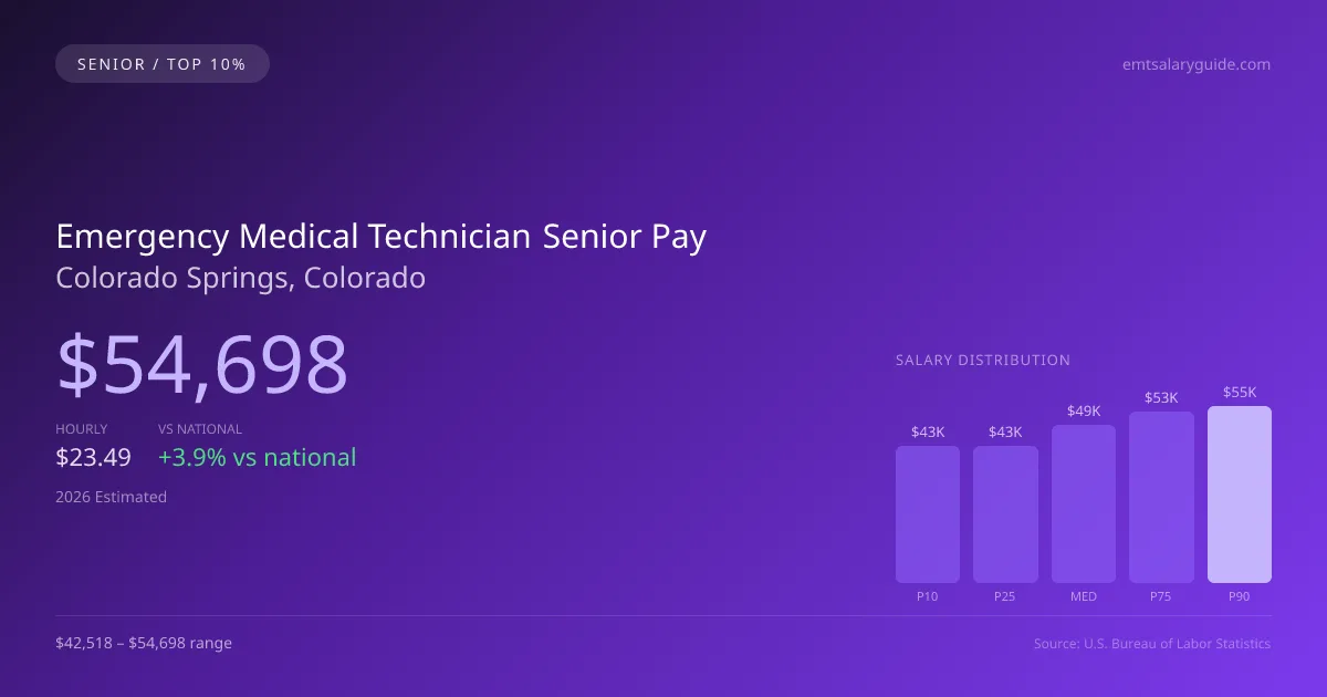 Emergency Medical Technician Senior Salary in Colorado Springs, CO — 2026 est., based on 2025 BLS