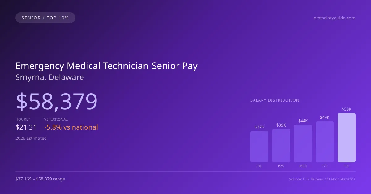 Emergency Medical Technician Senior Salary in Smyrna, DE — 2026 est., based on 2025 BLS