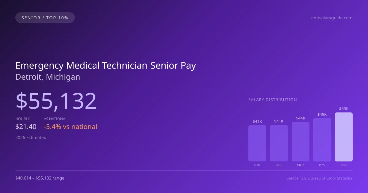 Emergency Medical Technician Senior Salary in Detroit, MI — 2026 est., based on 2025 BLS